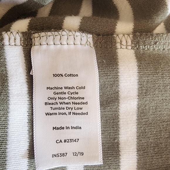 Talbots Knit Dress Olive Green White Stripes Ruffle Sleeve Business Casual - Picture 6 of 6